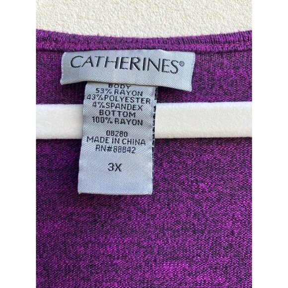 Catherines Women's Impossibly Soft Duet Tunic Plus Size 3X Berry Purple Paisley - Picture 2 of 6